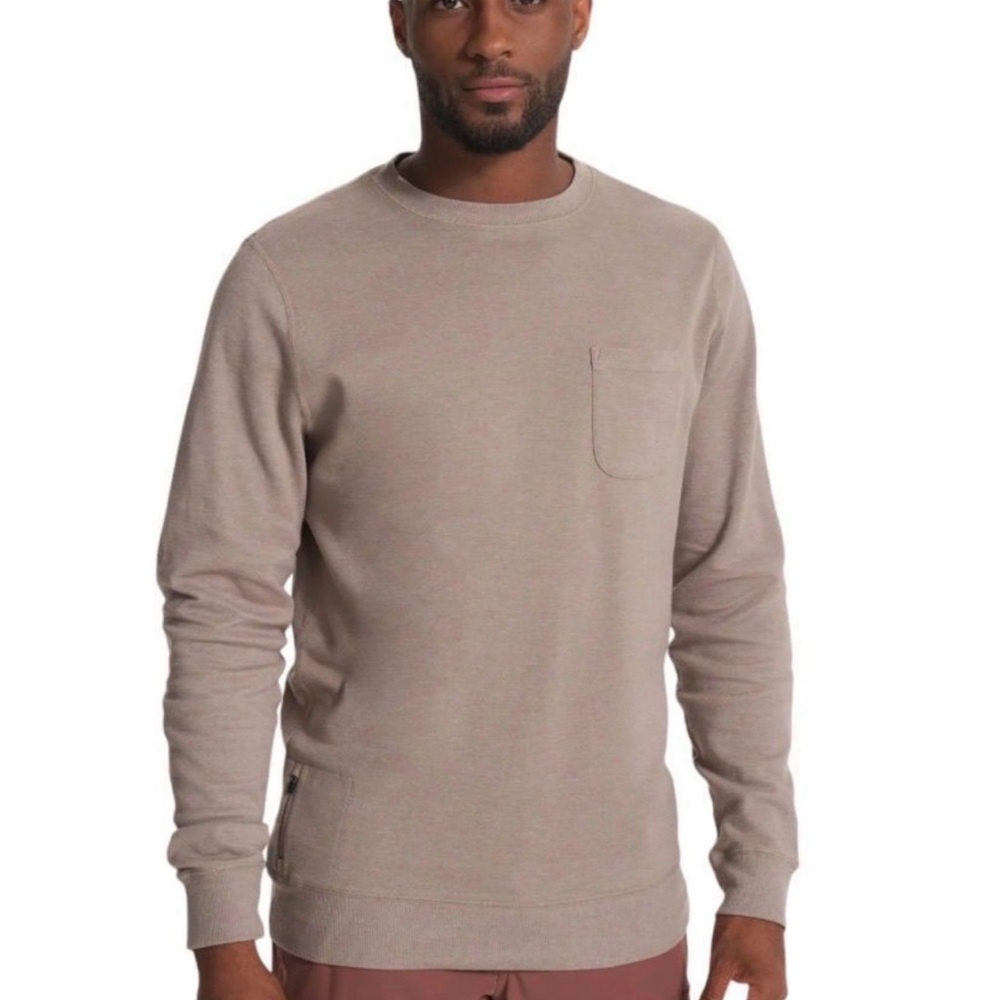 Vuori Jeffery pullover Men's Crewneck Pocket Sweater - Taupe